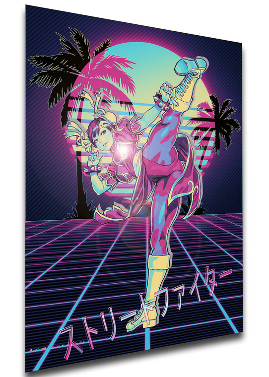 Poster - Vaporwave 80s Style - Street Fighter - Chun-li