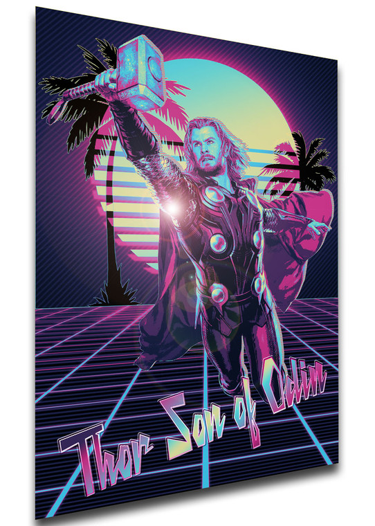 Poster - Vaporwave 80s Style - Superheroes - Thor