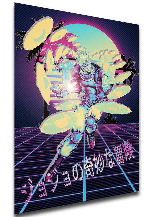 Poster - Vaporwave 80s Style - Jojo's Bizarre Adventure - Battle Tendency - Caesar Anthonio Zeppeli Variant 01