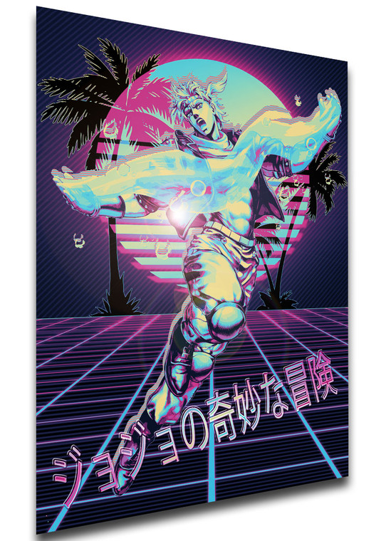 Poster - Vaporwave 80s Style - Jojo's Bizarre Adventure - Battle Tendency - Caesar Anthonio Zeppeli