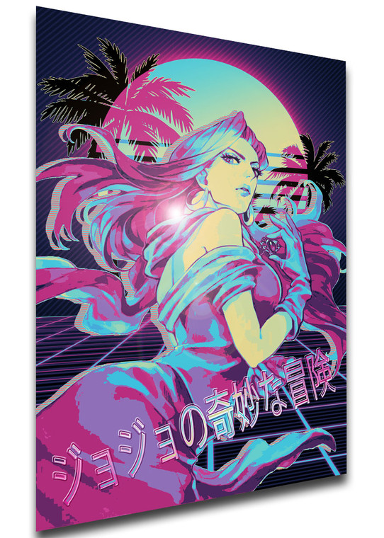 Poster - Vaporwave 80s Style - Jojo's Bizarre Adventure - Battle Tendency - Lisa Lisa