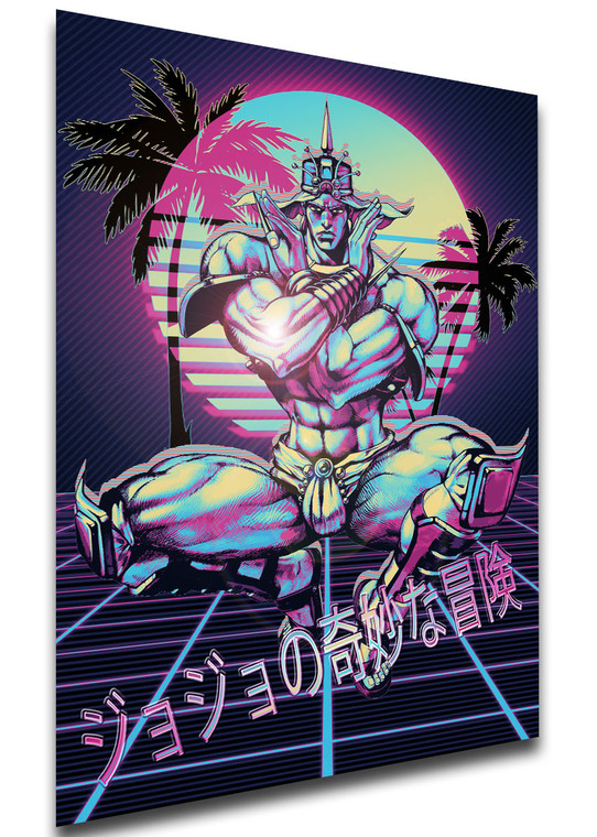 Poster - Vaporwave 80s Style - Jojo's Bizarre Adventure - Battle Tendency - Wamuu