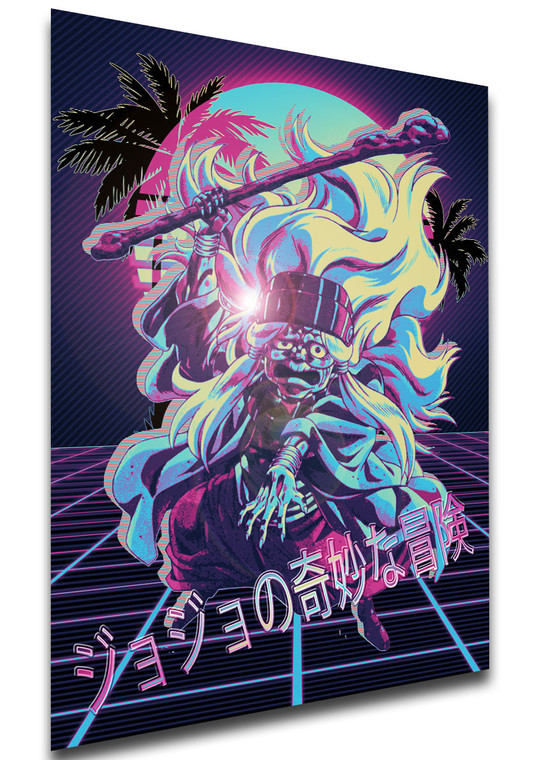 Poster - Vaporwave 80s Style - Jojo's Bizarre Adventure - Stardust Crusaders - Enya the Hag