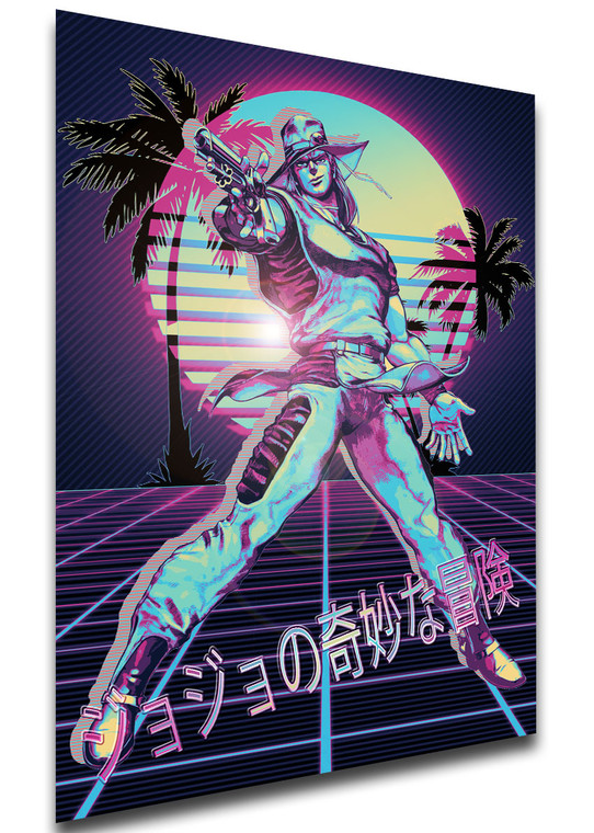 Poster - Vaporwave 80s Style - Jojo's Bizarre Adventure - Stardust Crusaders - Hol Horse