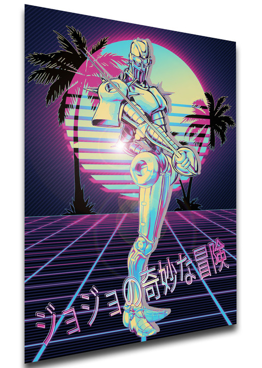 Poster - Vaporwave 80s Style - Jojo's Bizarre Adventure - Stardust Crusaders - Silver Chariot