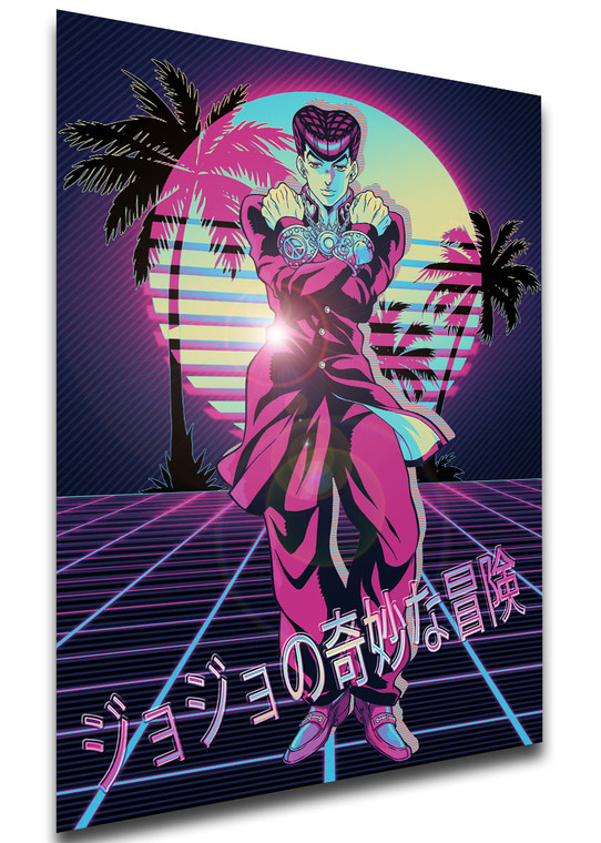 Poster - Vaporwave 80s Style - Jojo's Bizarre Adventure - Diamond is Unbreakable - Josuke Higashikata Variant 01