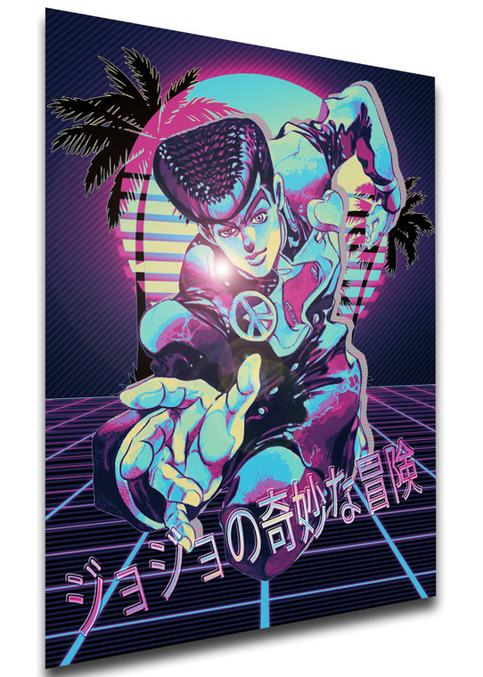 Poster - Vaporwave 80s Style - Jojo's Bizarre Adventure - Diamond is Unbreakable - Josuke Higashikata Variant 02