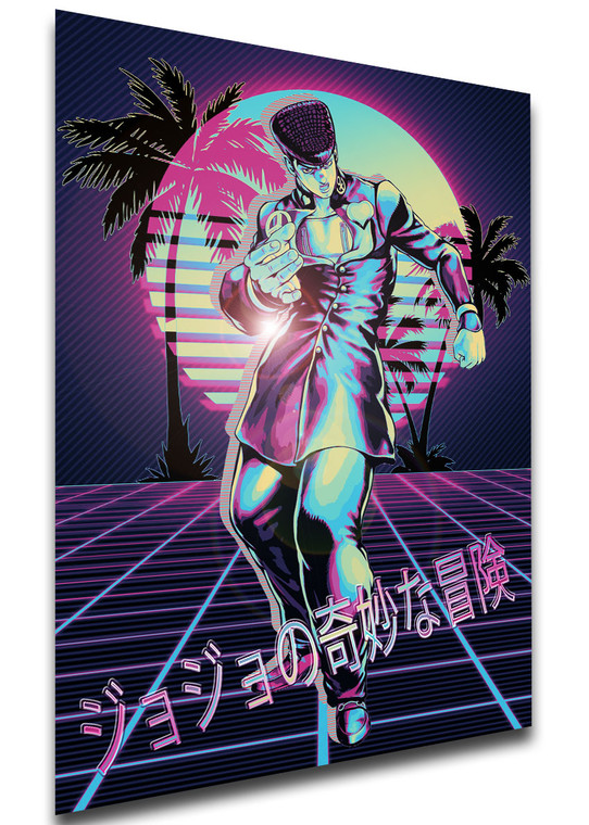 Poster - Vaporwave 80s Style - Jojo's Bizarre Adventure - Diamond is Unbreakable - Josuke Higashikata