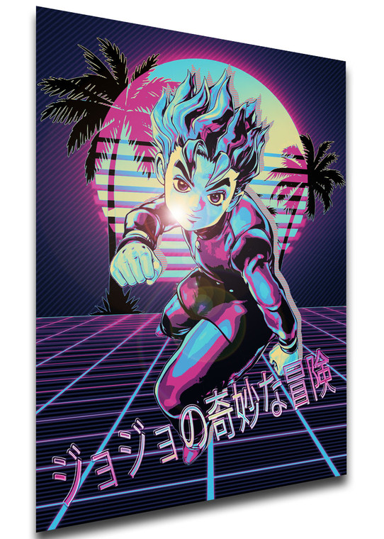 Poster - Vaporwave 80s Style - Jojo's Bizarre Adventure - Diamond is Unbreakable - Koichi Hirose