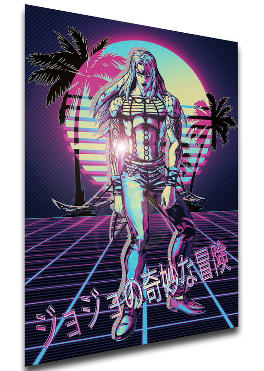 Poster - Vaporwave 80s Style - Jojo's Bizarre Adventure - Vento Aureo - Diavolo