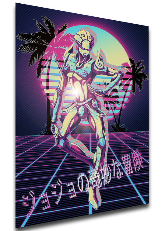 Poster - Vaporwave 80s Style - Jojo's Bizarre Adventure - Vento Aureo - Gold Experience