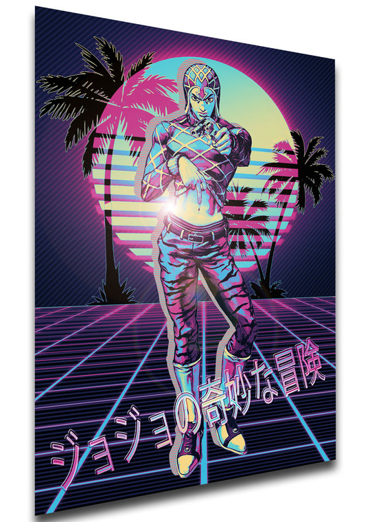 Poster - Vaporwave 80s Style - Jojo's Bizarre Adventure - Vento Aureo - Guido Mista