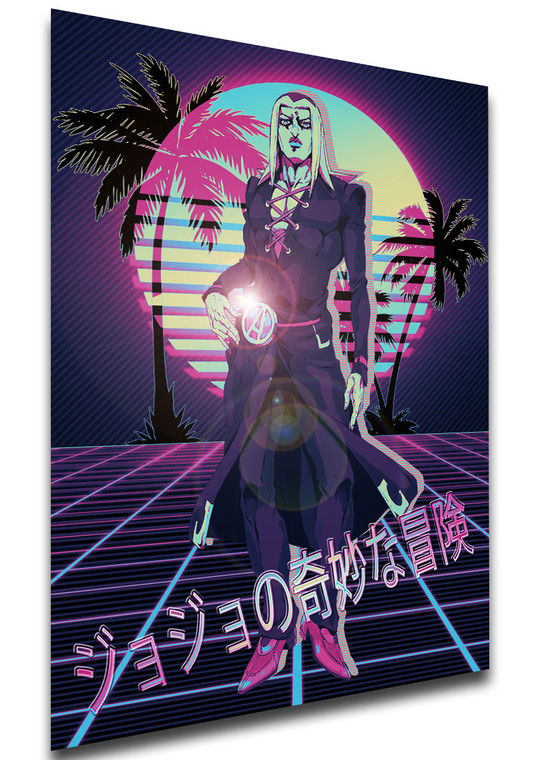 Poster - Vaporwave 80s Style - Jojo's Bizarre Adventure - Vento Aureo - Leone Abbacchio