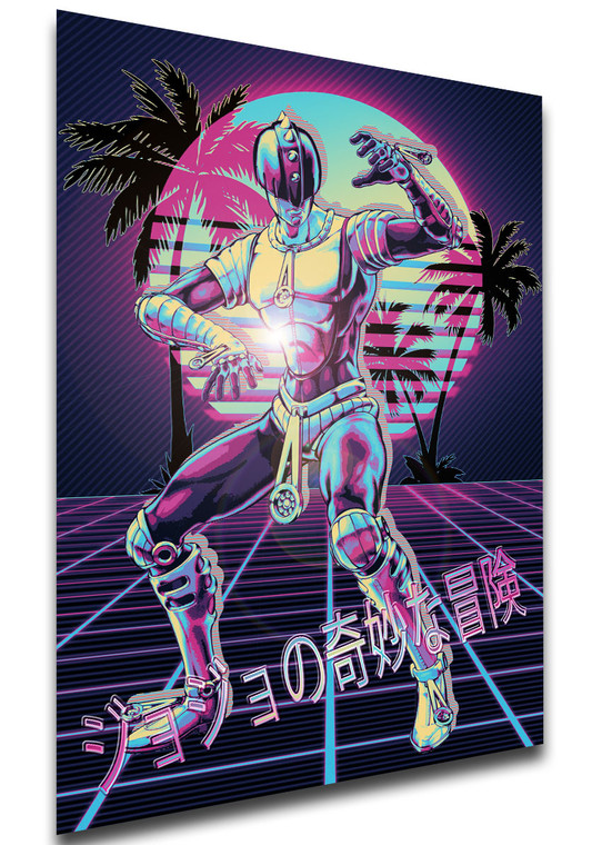 Poster - Vaporwave 80s Style - Jojo's Bizarre Adventure - Vento Aureo - Sticky Fingers