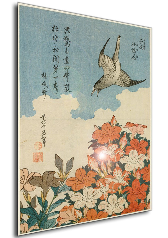 Poster - Ukiyo-e - Hokusai - Cuckoo and Azaleas - 06