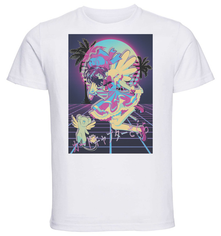 T-Shirt Unisex - White - Vaporwave 80s Style - Card Captor Sakura - Sakura