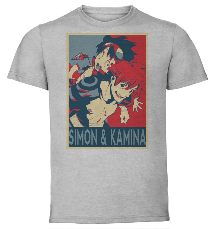 T-Shirt Unisex - Grey - Propaganda - Gurren Lagann - Simon & Kamina