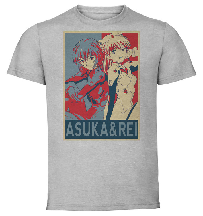 T-Shirt Unisex - Grey - Propaganda - Evangelion - Asuka & Rei