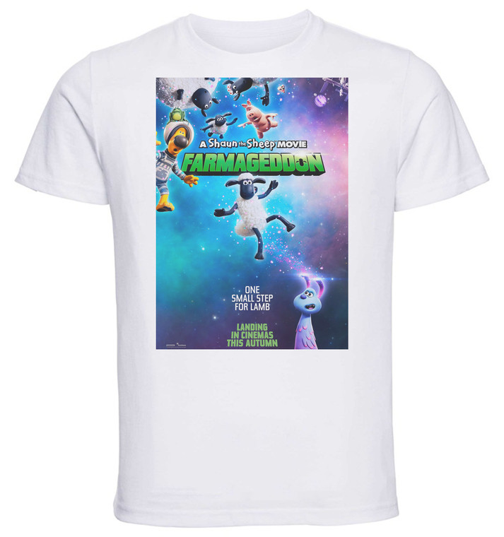 T-Shirt Unisex - White - Playbill - shaun the sheep movie - shaun vita da pecora - farmageddon variant 1