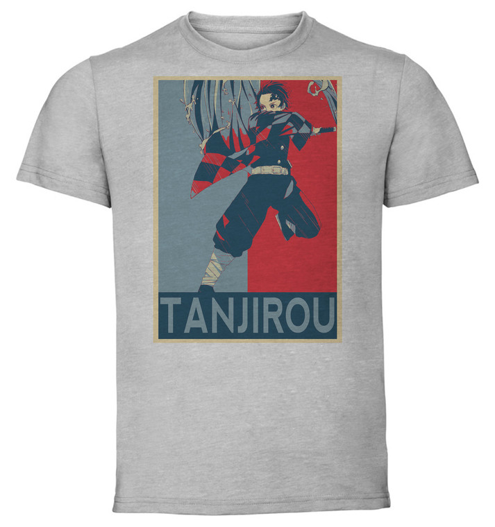 T-Shirt Unisex - Grey - Propaganda - Demon Slayer Tanjirou variant 3