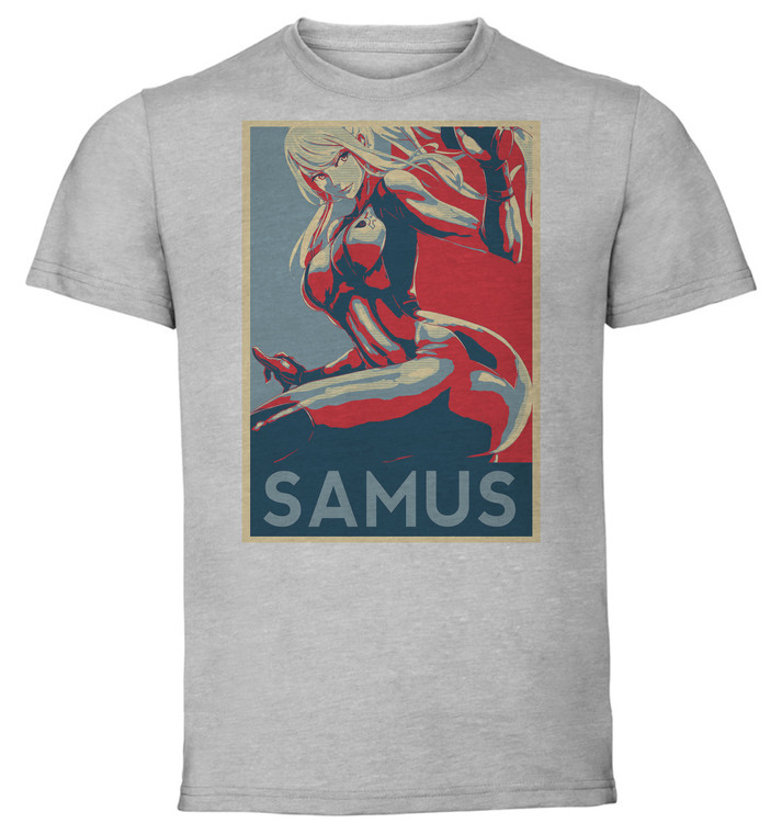 T-Shirt Unisex - Grey - Propaganda - Metroid - Samus Aran variant 2