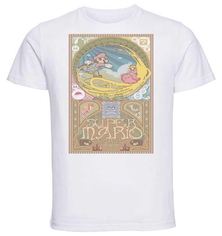 T-shirt Unisex - White - Art Nouveau - Super Mario