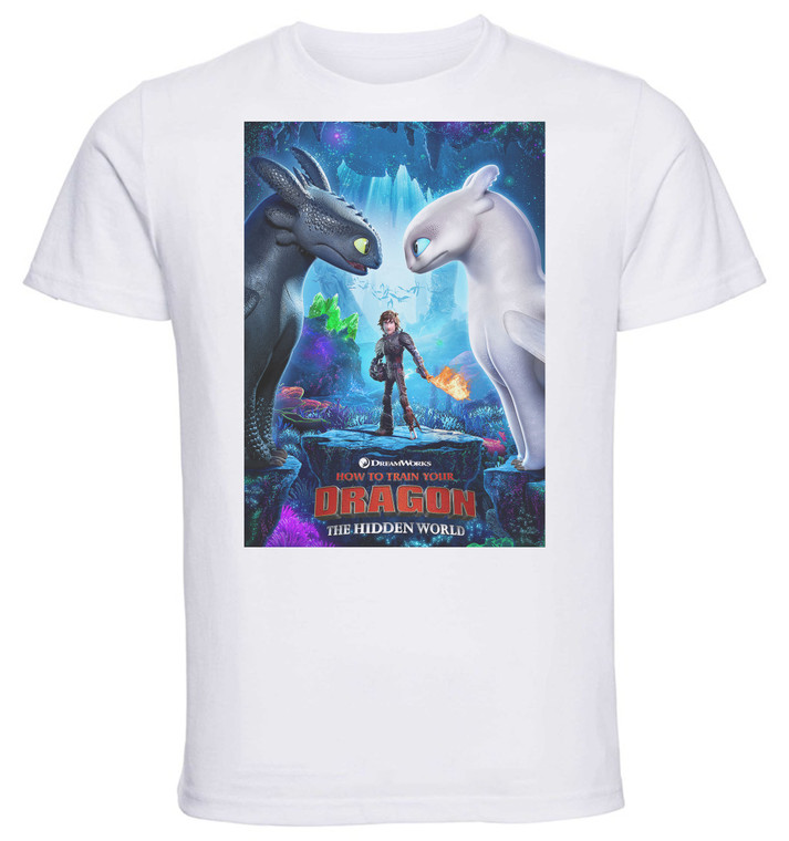 T-shirt Unisex - White - How To Train Your Dragon 3 Playbill