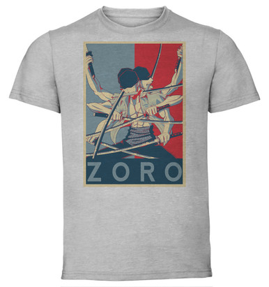 T Shirt Unisex Grey Propaganda One Piece Zoro Variant Propaganda World