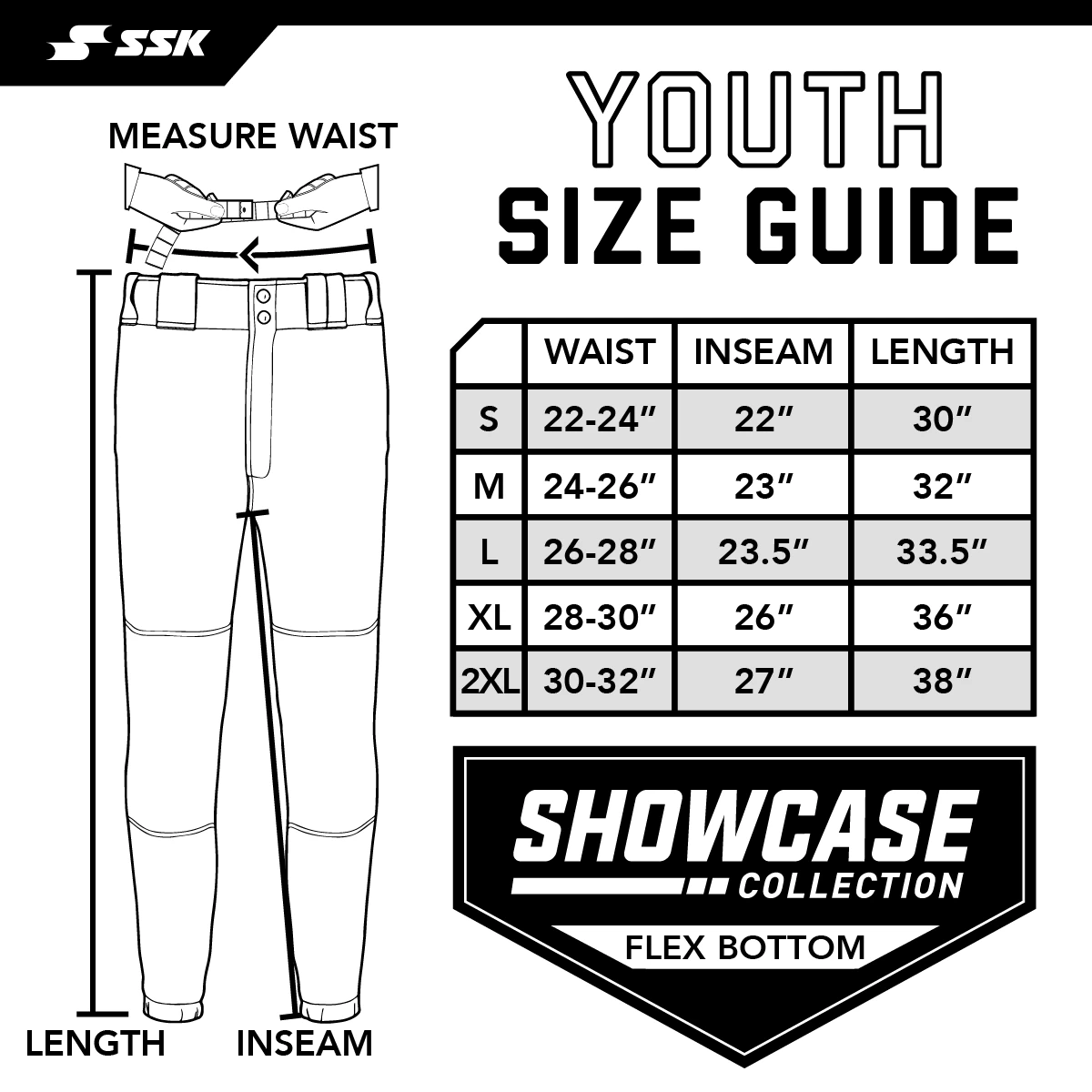 SSK Showcase Collection Youth Solid Baseball Short Pant Knicker Style