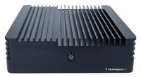 Tranquil IT Intel 13th Gen Mobile Waterproof Fanless Mini PC IP66, featuring a sleek, rugged design with a power button on the front and a fins for heat dissipatation Tranquil IT Intel 13th Gen Mobile Waterproof Fanless Mini PC IP66, featuring a sleek, rugged design with a power button on the front and a fins for heat dissipatation