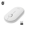 Logitech Pebble M350, Ambidextrous, Optical, RF Wireless + Bluetooth, 1000 DPI, White