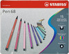 STABILO Pen 68 Fibre-tip Pen: Assorted Metal Box 15's-6815-6