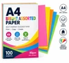 Treeline A4 80gsm Bright Assorted Paper Pack 100