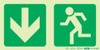 Photoluminescent 190MM Safety Sign - E3-Arrow Down+Running Man - SNP19E3