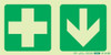 Photoluminescent 190MM Safety Sign - E7A-Green Cross+Arrow Down - SNP19E7A Photoluminescent 190MM Safety Sign - E7A-Green Cross+Arrow Down - SNP19E7A