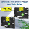 Compatib Heat Shrink Tube 11.7mm – Black on Yellow for P-Touch