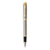 PARKER IM Fountain Pen - Brushed Metal Gold Trim-NS1931656