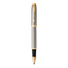PARKER IM Rollerball Pen - Brushed Metal Gold Trim-NS1931663