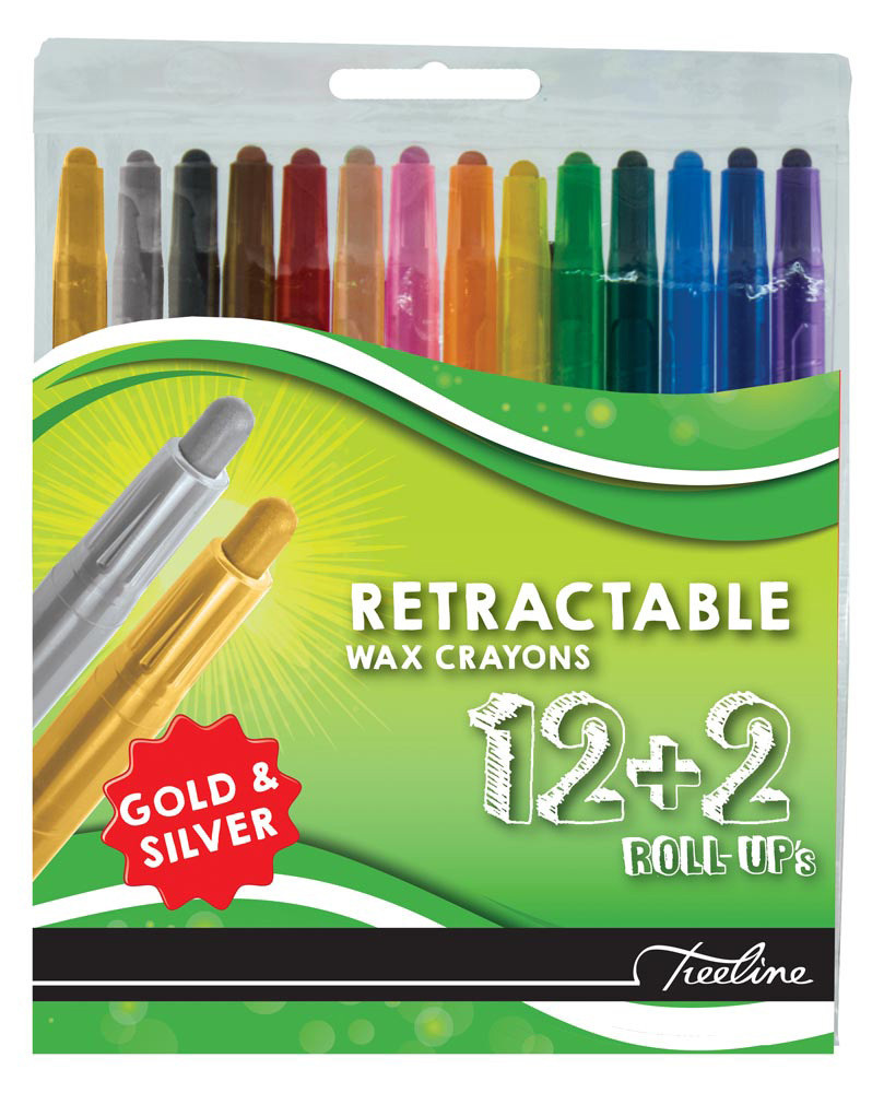 Treeline Retractable Wax Crayons 12+2