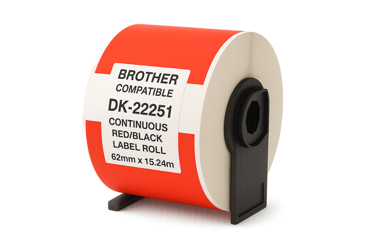 Brother Compatible DK-22251 Continuous Label Roll – Red/Black on