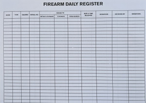 Firearm Daily Register - 200 Page - A4 Landscape