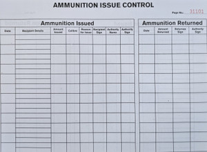 Ammunition Issue Control - 200 Page - A4 Landscape