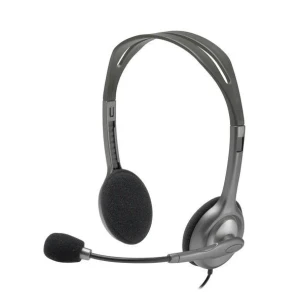 Logitech H111 Wired Stereo Headset with 3.5mm Audio Jack Connection. Stereo audio with noise-cancelling mic. Adjustable  - TAR - 981-000593-TAR