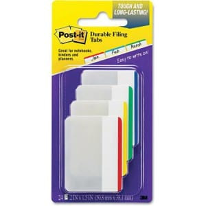 Post-it Durable Filing Tabs are extra thick and strong Post-it Durable Filing Tabs are extra thick and strong