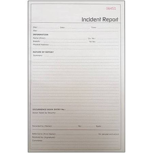 Rbe NCTriplicate Security Incident Report Book A4 - S4399-S Rbe NCTriplicate Security Incident Report Book A4 - S4399-S
