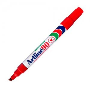 Artline EK90 Red Permanent Marker Chisel Point Artline EK90 Red Permanent Marker Chisel Point