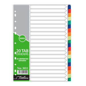 A4 Index PVC Plain 20 Tab Rainbow A4 Index PVC Plain 20 Tab Rainbow