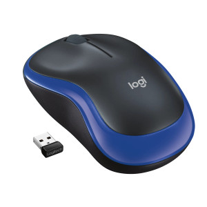 Logitech Wireless Mouse M185, Ambidextrous, Optical, RF Wireless, 1000 DPI, Black, Blue
