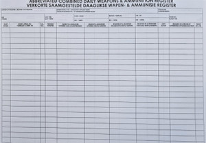 Abbreviated Combined Daily Weapon & Ammo Register - 200 Page - Numbered - A4 Landscape