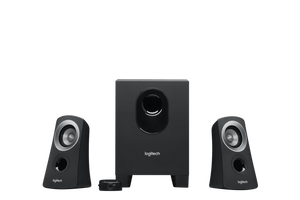Logitech 2.1 system with 25W RMS power and compact down-firing subwoofer. Wired control pod for easy access to power and - TAR - 980-000413-TAR